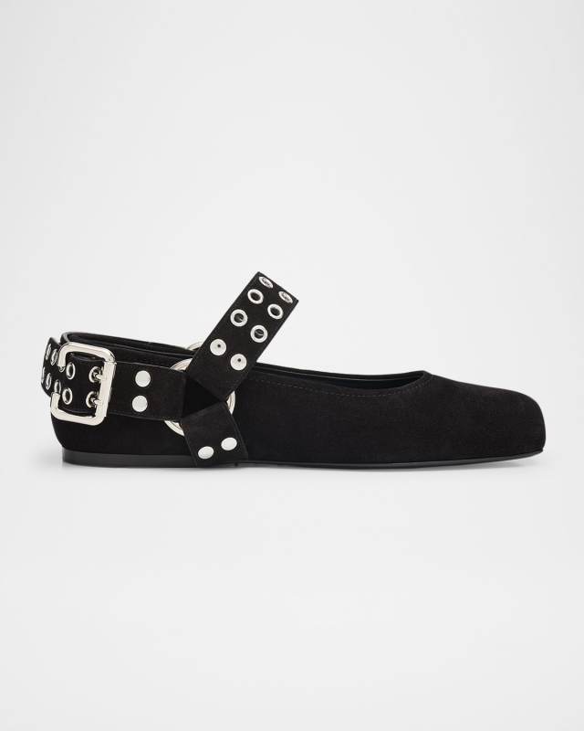 Biker Suede Ballerina Flats